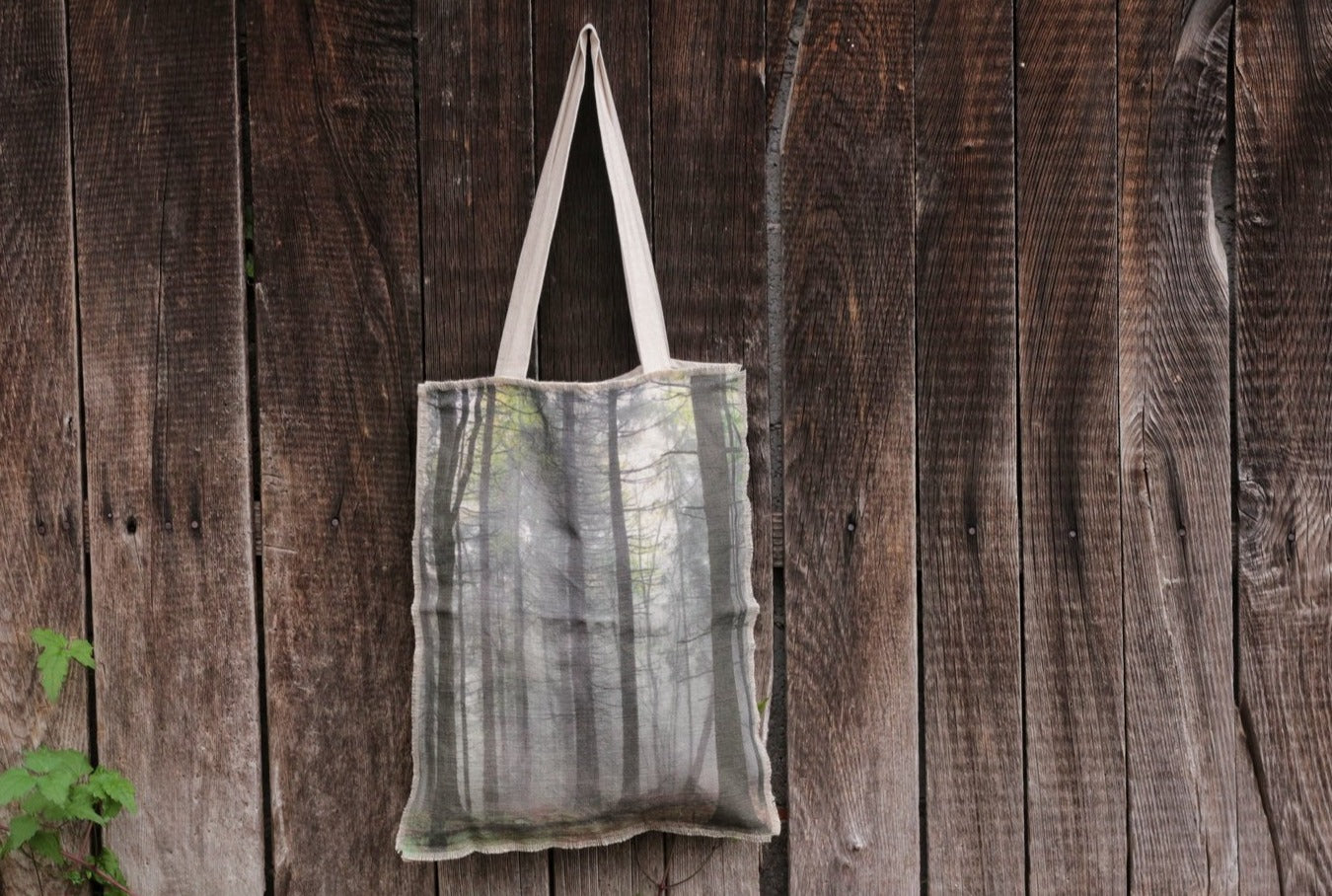 borsa in lino e cotone con pannello frontale stampato, linen tote bag with printed front panel.