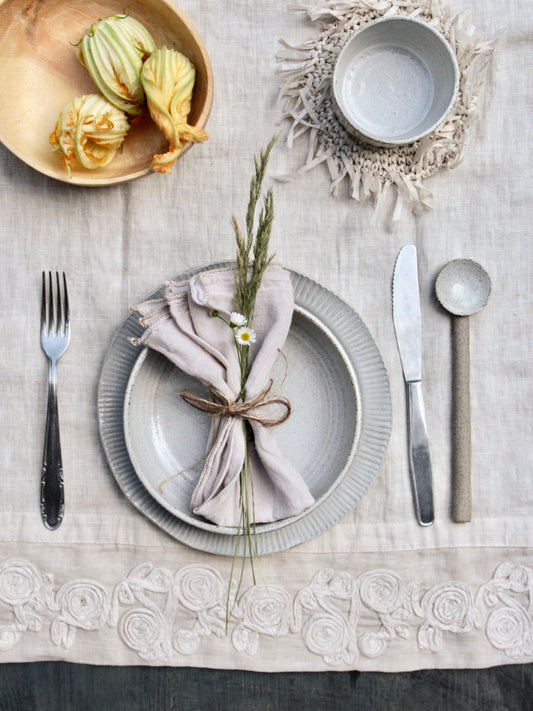 handmade dinner set, set tavola in gres fatto a mano