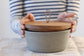 biscottiera in gres con coperchio in rovere, stoneware cookie pot with oak lid